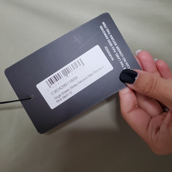 PRETTYLITTLETHING • Sage Green Slinky Second Skin Ruched Mini Skirt NEW Sz 8 - Picture 5 of 7